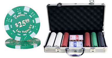 300 PCS 11.5g Dice Denomination Poker Chip Set w/ Aluminum Case