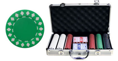 300 PCS 11.5g Diamond Poker Chip Set w/ Aluminum Case
