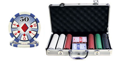 300 PCS 11.5g High Roller Poker Chip Set w/ Aluminum Case