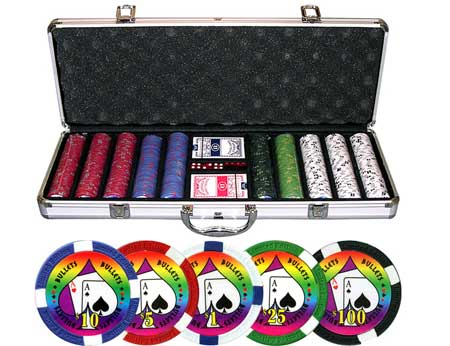 Bullets 500 PCS 11.5g Poker Chip Set w/ Aluminum Case