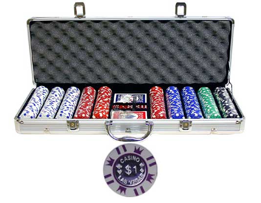 Crown Coin Inlay 500 PCS 11.5g Poker Chip Set w/ Case