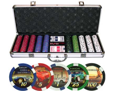 Exotic Cars 500 PCS 11.5g Poker Chip Set w/ Aluminum Case