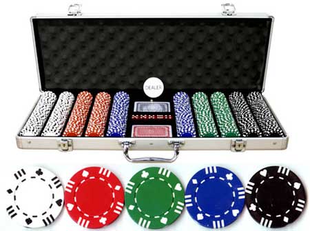 Suits & Triple Stripes CLAY 500 PCS 13.5g Poker Chip Set w/ Case