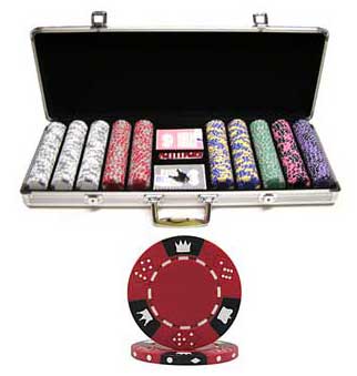 Tri-Color Crown & Dice Design 500 PCS 11.5g Chip Set & Case