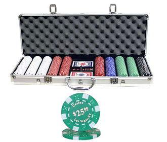 Dice Denomination 500 PCS 11.5g Poker Chip Set w/ Aluminum Case