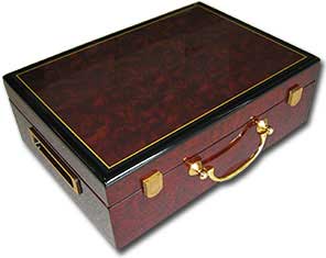 Mahogany Poker Chip Case - Holds 500 Chips